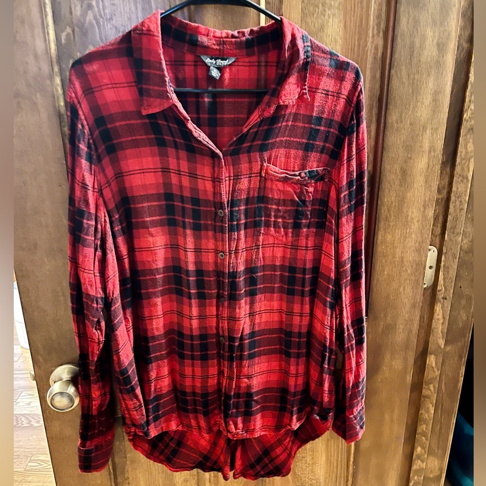 Lucky Brand plaid shirt button down, split back with buttons XL